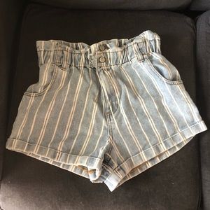 Pacsun “paper bag” striped denim shorts